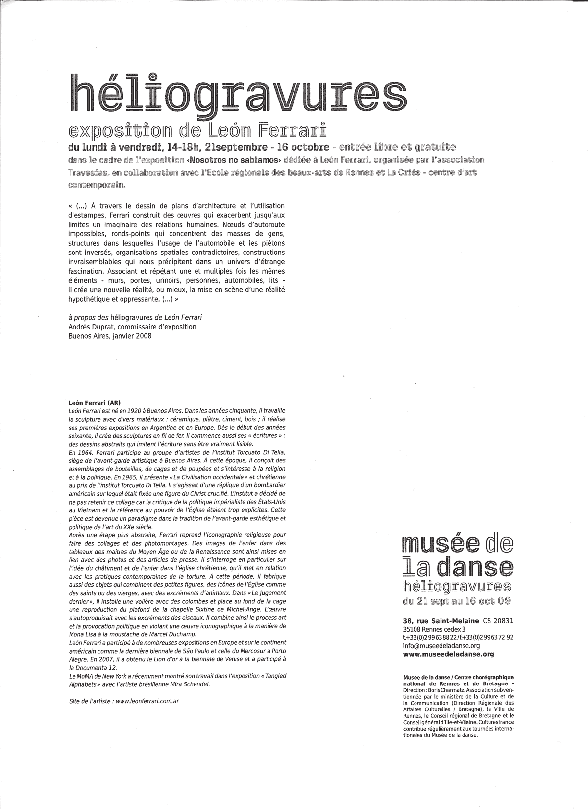 Exposition: Feuille De Salle
